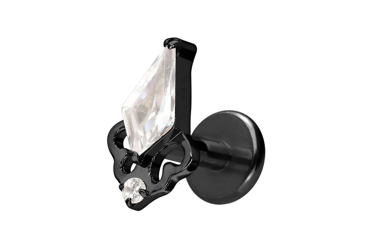 Titan Labret Piercing mit Innengewinde KRISTALLSCHILD